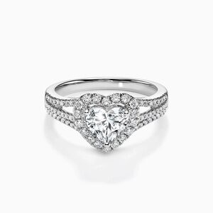Heart Shaped Halo Pavé Luxury Engagement Ring Darry Ring 14K white gold diamond
